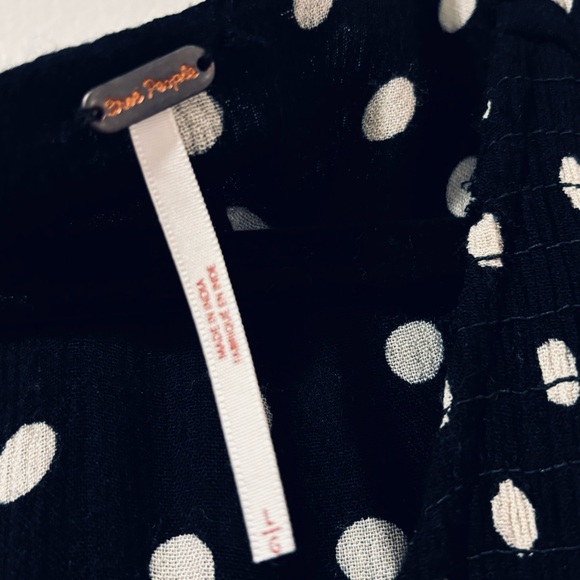 Women’s Dress Free People Size Large Black with White Polka Dots - Picture 2 of 6